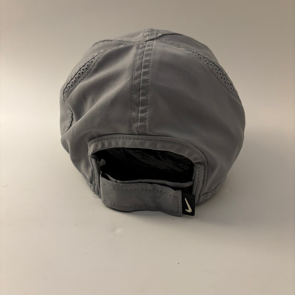 Nike Featherlight Dri-Fit Hat Mens OSFM Grey Adjustable Swoosh Running Cap - Picture 3 of 6
